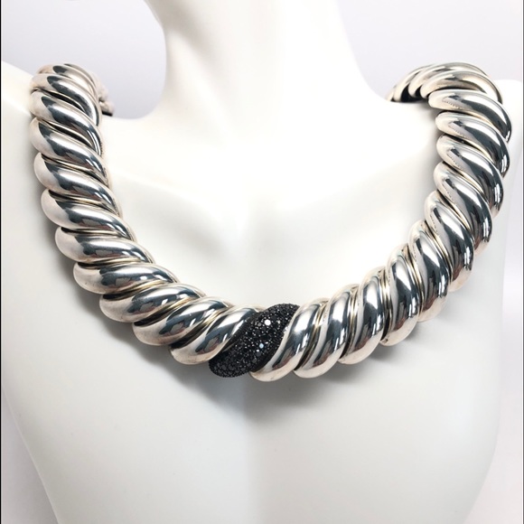 David Yurman Hampton Black Diamond 19mm Necklace